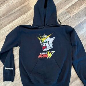 Paterson X Gundam Wing Zero Black Graphic Hoodie with Embroidered Robot Design